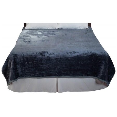 Bedford Home Bedford Home 66A-04360 Solid Soft Heavy Thick Plush Mink Blanket; 8 lbs - Grey 66A-04360